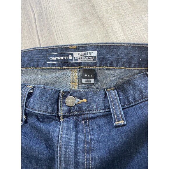 Carhartt Men’s Carpenter Relaxed Fit Blue Jeans Sz 46 X 32 100% Cotton EUC N - Picture 5 of 11